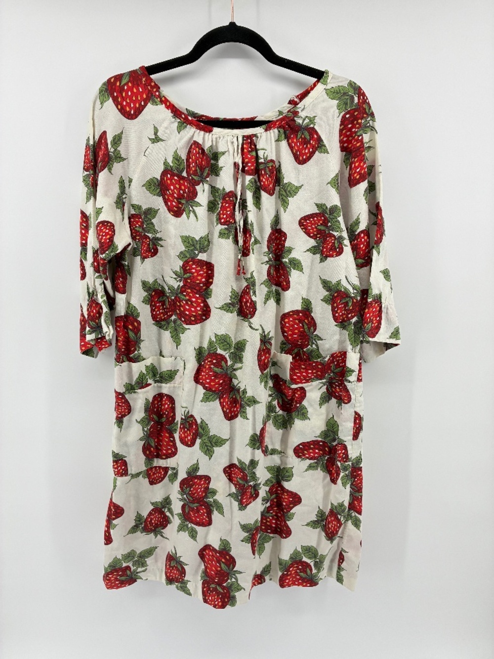 Vintage Strawberry 3/4 Sleeve Peasant Dress